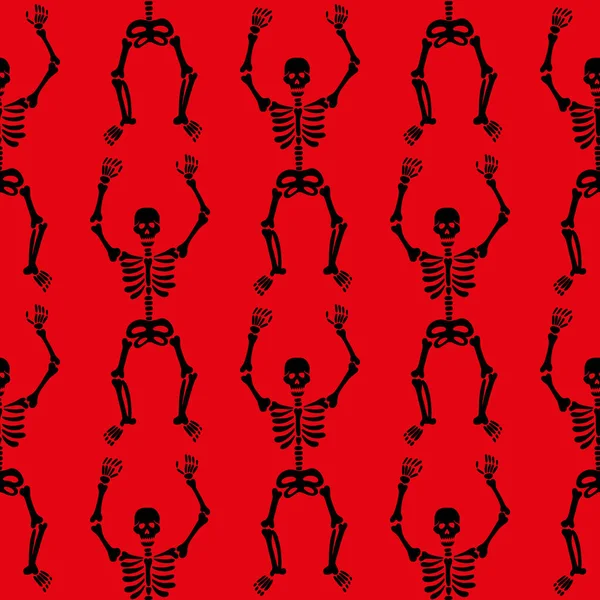 Wzór szkieletów na czerwonym tle — Wektor stockowy