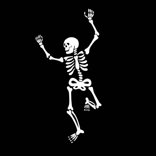 Siyah arka planda dans eden şirin bir iskelet. Vektör — Stok Vektör