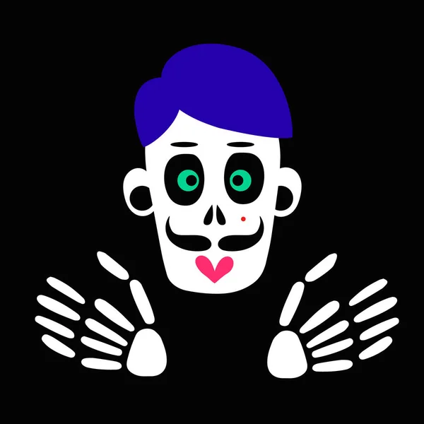 Esqueleto y cráneo de un hombre zombi. Ilustración vectorial — Archivo Imágenes Vectoriales