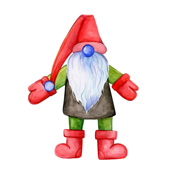 Gnome Natal. Ilustrasi warna air — Stok Foto