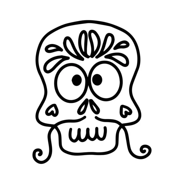 Calavera decorada sobre un fondo blanco. Ilustración vectorial para el día de los muertos — Archivo Imágenes Vectoriales