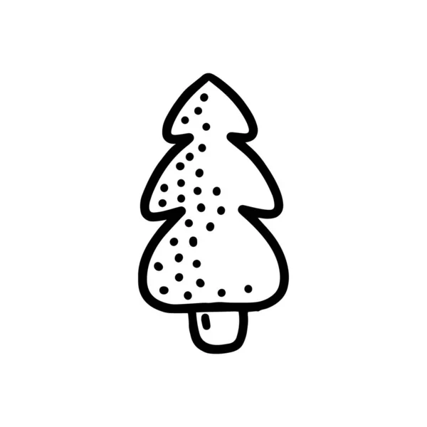 Árvore de Natal em um fundo branco. Ilustração vetorial em estilo doodle —  Vetores de Stock