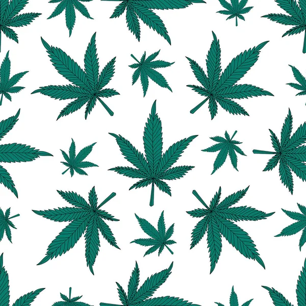 Cannabis-Muster. Hanfblätter auf weißem Hintergrund — Stockfoto