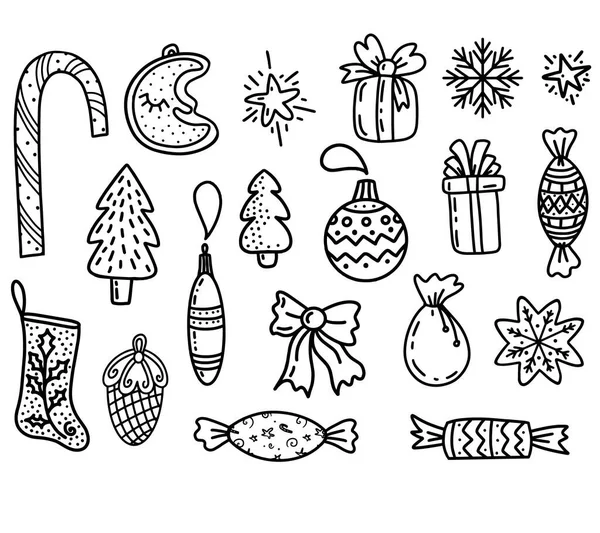 Set de garabatos navideños. Ilustración vectorial — Vector de stock