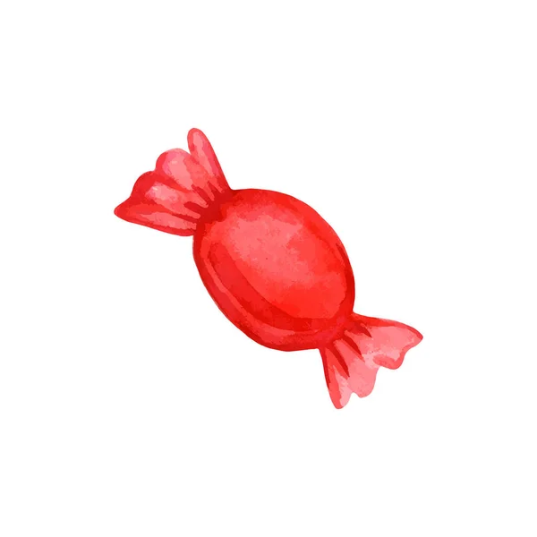 Γλυκά σε κόκκινο περιτύλιγμα. Εικονογράφηση υδατογραφίας — Διανυσματικό Αρχείο