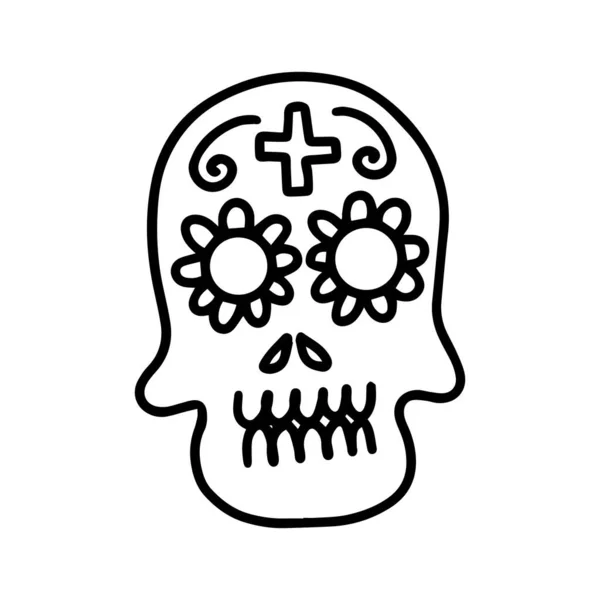 Skull decorated with cross and flowers . — Stock Vector