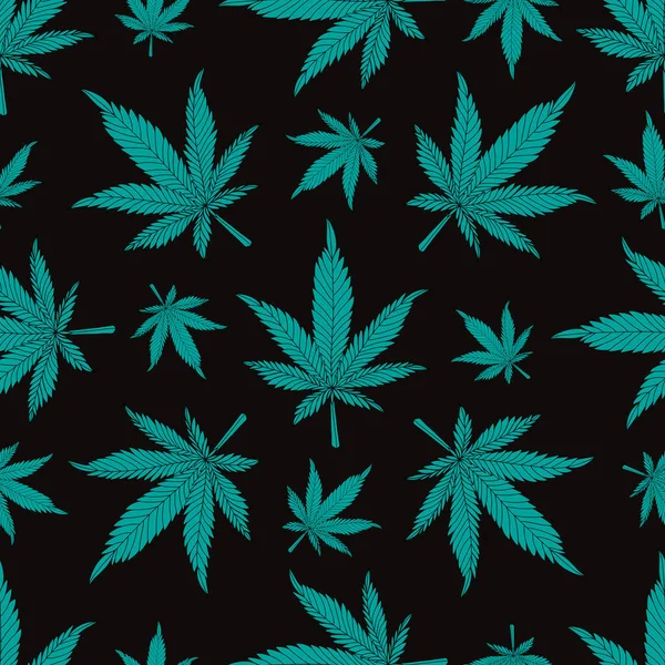 Cannabis pattern.hemp foglie su uno sfondo nero — Foto Stock