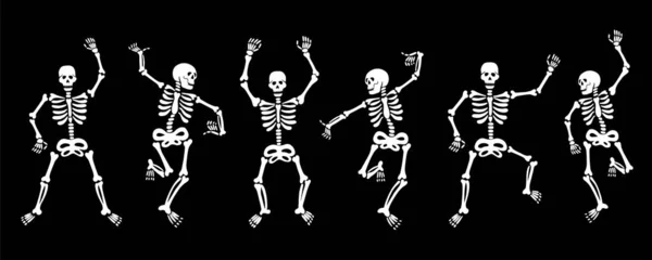 Dans eden beyaz iskeletler. Vektör çizimi. — Stok Vektör