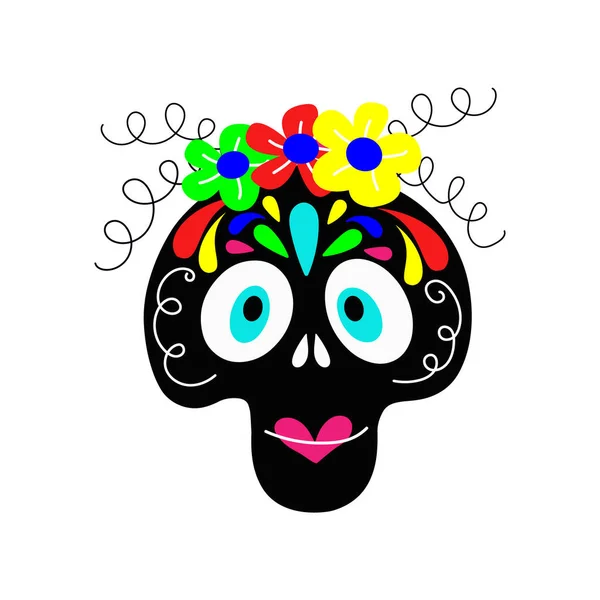 Girl skull with flowers for Day of the Dead — Stock Vector