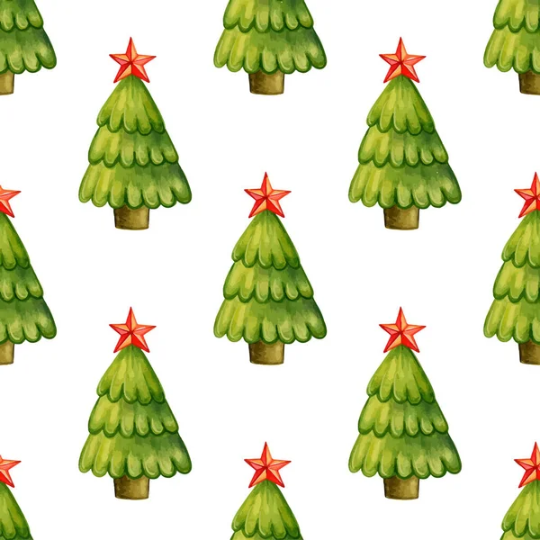 Бесшовный узор с рождественскими деревьями — стоковый вектор