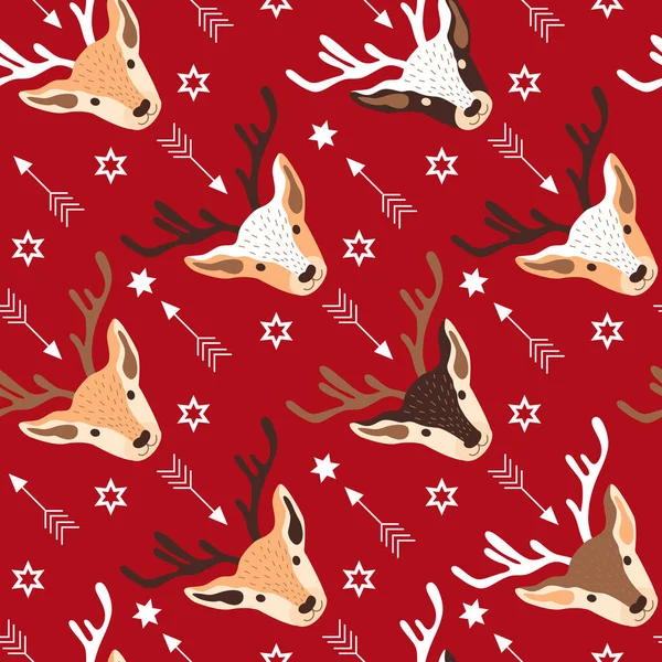 Seamless Christmas pattern design with deer — Stock Vector