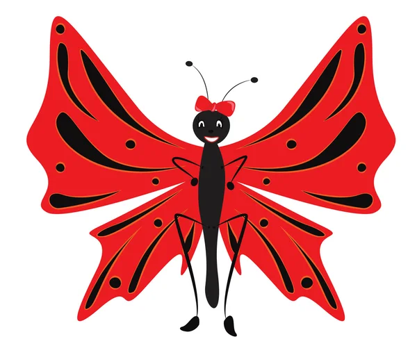 Caricature papillon rouge — Image vectorielle