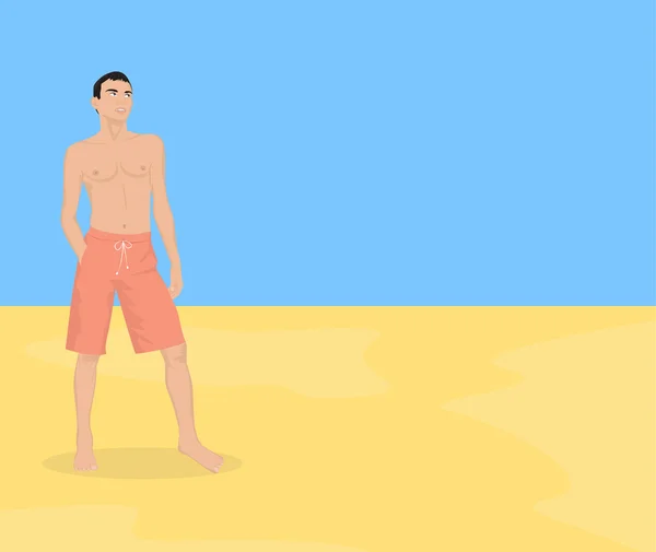 Tipo en la playa — Vector de stock