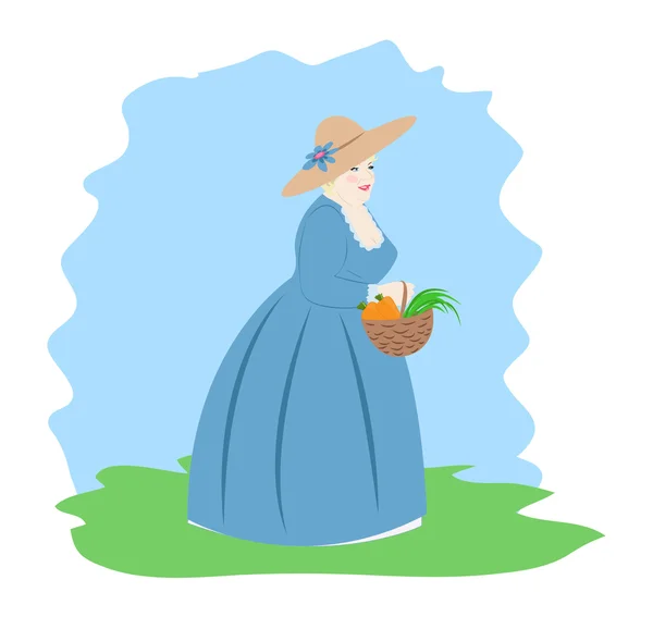 Lady with a basket — Stock Vector