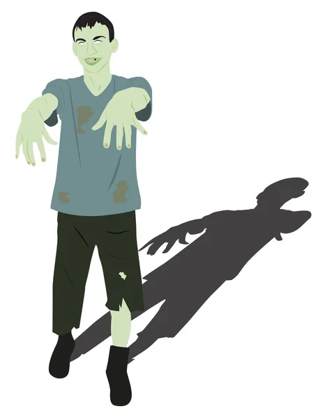 Zombie en ropa rota — Vector de stock