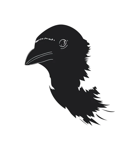 Black Silhouette Crow Head Vector Illustration — Stock Vector