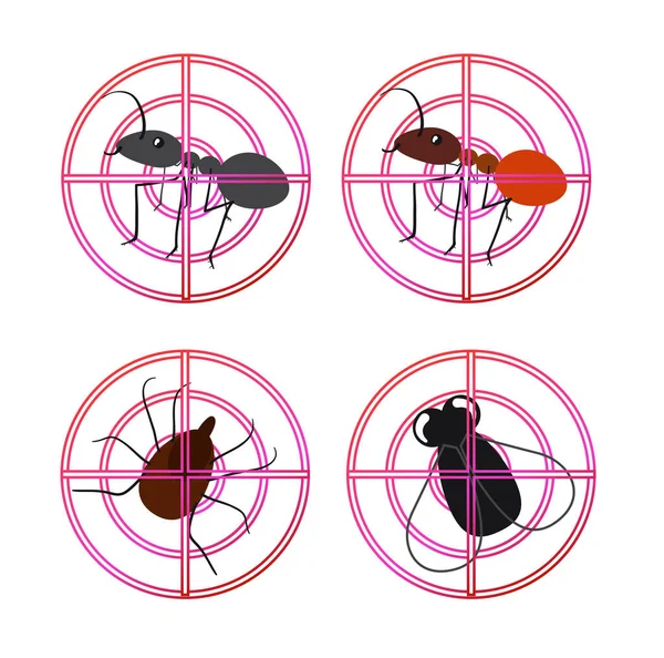 Iconen Met Insecten Conceptuele Beeld Ongediertebestrijding Vectorillustratie — Stockvector