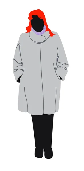 Egy Szőke Sziluettje Vörös Hajjal Szürke Kabátban Vektorillusztráció — Stock Vector