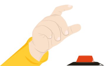 Çocuk el ve kırmızı düğme