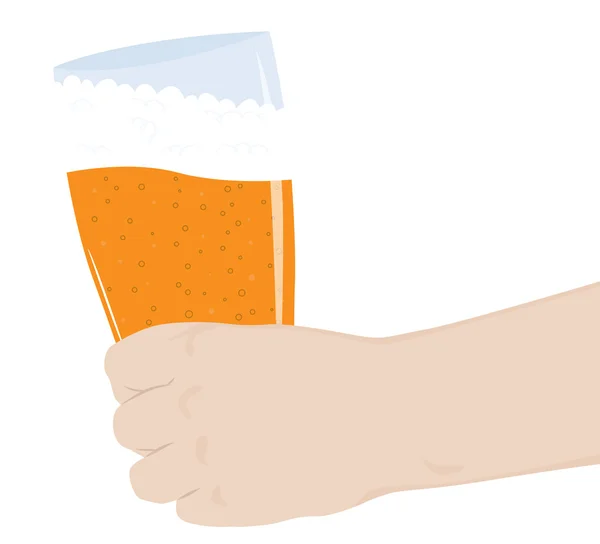 Glass of beer in hand — Stock Vector