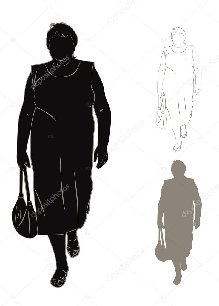 Silhouette of fat woman