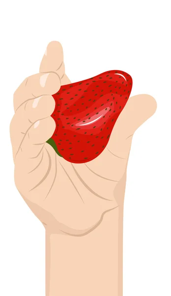 Fraises dans une main d'enfant — Image vectorielle