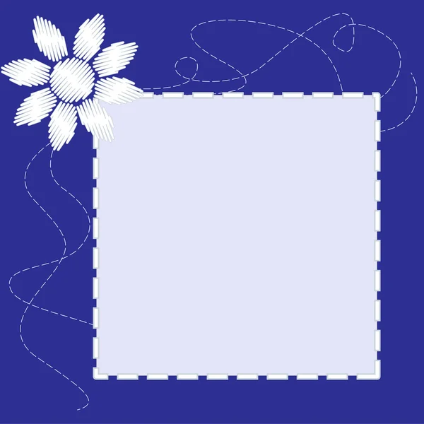 Moldura azul com flor — Vetor de Stock