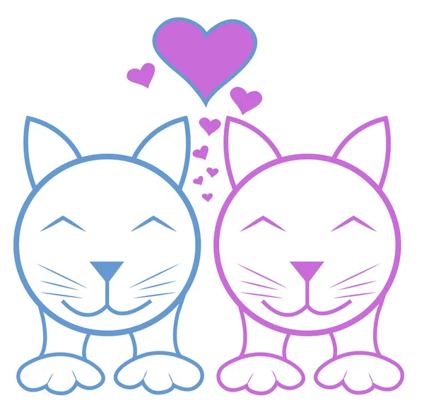Twee katten — Stockvector