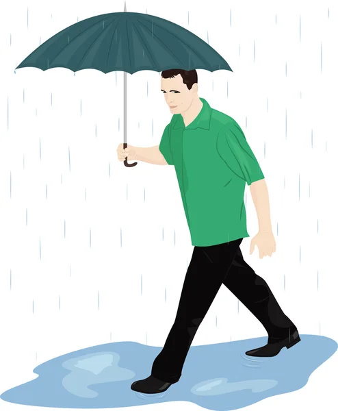 Muž v dešti — Stockový vektor