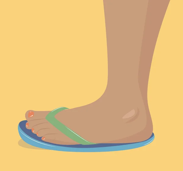 A flip papucs női láb — Stock Vector