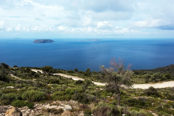 Vista de Nisyros, ilha grega vulcânica — Fotografia de Stock
