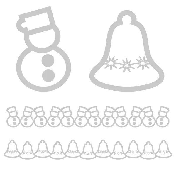 Weihnachtssymbole - Schneemann und Glocke — Stockvektor
