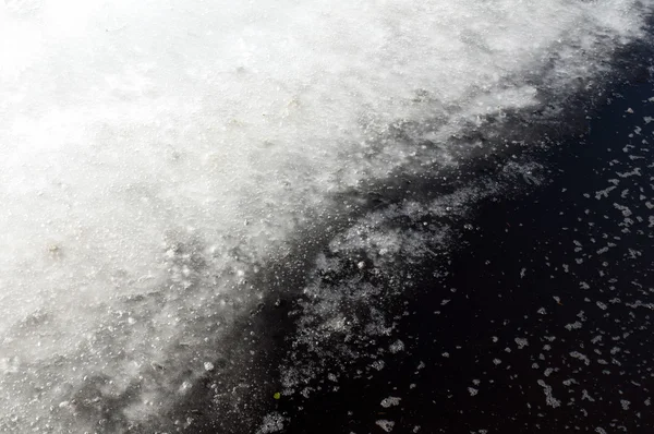 White snow and black water - thaw — Stock Photo, Image