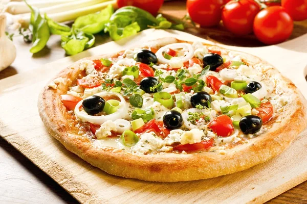 Fresh Homemade Vegetarian Pizza — Stock Photo, Image