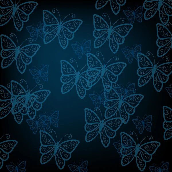 Schmetterlingsmuster auf blau — Stockvektor