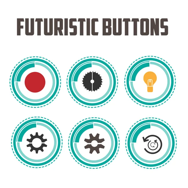 Turkos futuristiska knappar med olika ikoner Vektorgrafik