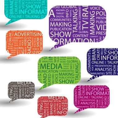 Medya, sosyal ağlar ve belirtme çizgileri, şeklinde işaret Internet yaptı kelime içeren etiket bulut kavramsal vektör ilgili.