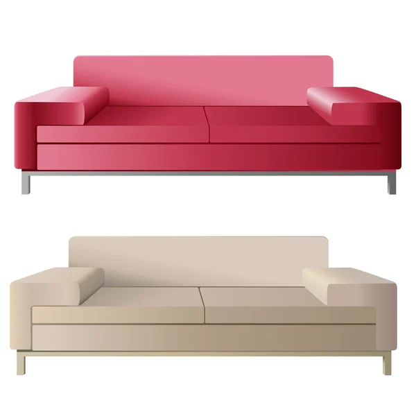 Beige und Erdbeere Sofas — Stockvektor