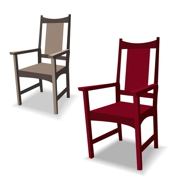 Chaises marron et rouge foncé avec ombre — Image vectorielle