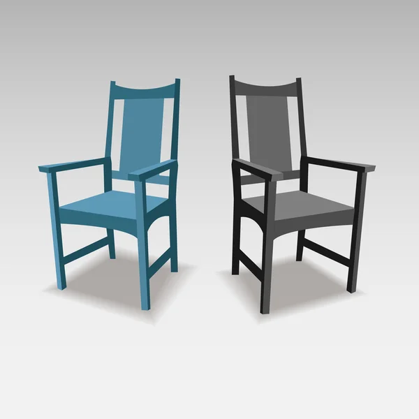 Chaises bleues et grises avec ombre — Image vectorielle