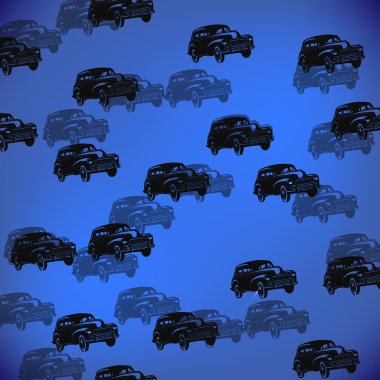 eski model araba desen mavi