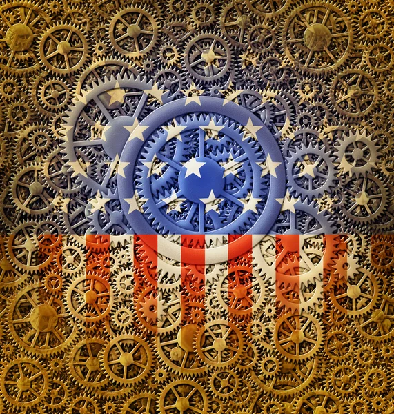 Bandera de Estados Unidos y diseño de engranajes —  Fotos de Stock