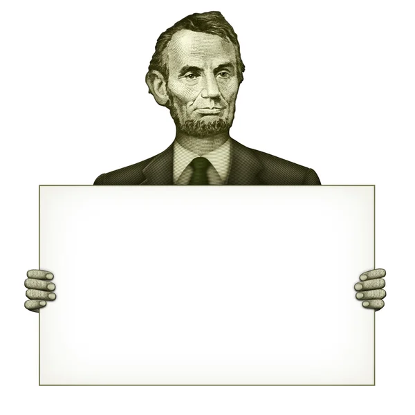 Leeres Schild von Abraham Lincoln gehalten — Stockfoto