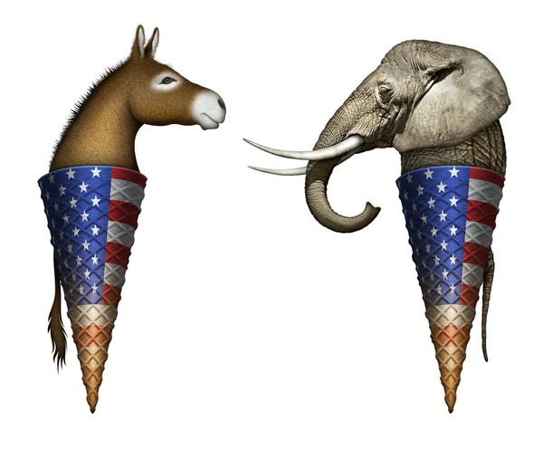 Political Elephant and Donkey Ice Cream Cones — Stock Photo, Image