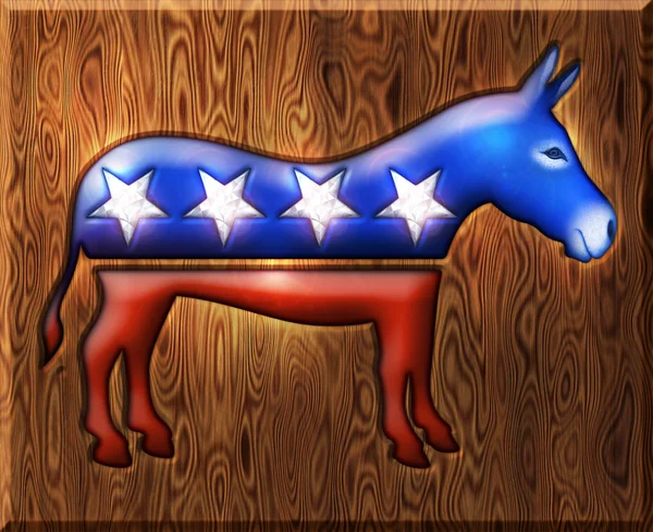 3D Democrat Donkey Diamond Wood Symbol — Stock Photo, Image