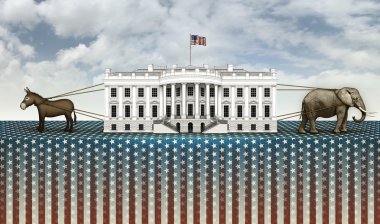 Eşek ve fil halat Beyaz Saray için