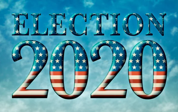 Election 2020 Title Made Flag Stars Stripes Partly Cloudy Blue — Stock Photo, Image