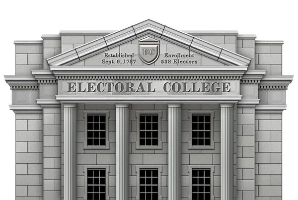Electoral College Systemet Presenteras Som Riktig Fysisk College Byggnad Och Royaltyfria Stockfoton