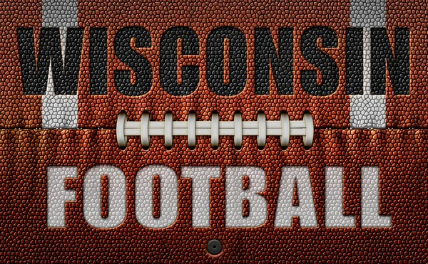 Las Palabras Wisconsin Football Grabadas Balón Fútbol Aplanado Dos Dimensiones —  Fotos de Stock