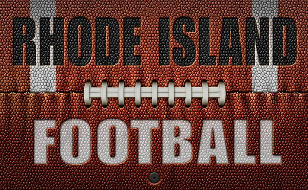 Words Rhode Island Football Embossed Football Flattened Two Dimensions Illustration — Stock Photo, Image